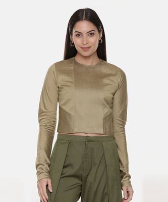 Silk Pintuck Gold Long Blouse 1