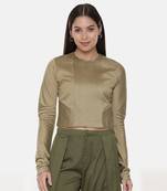 Silk Pintuck Gold Long Blouse