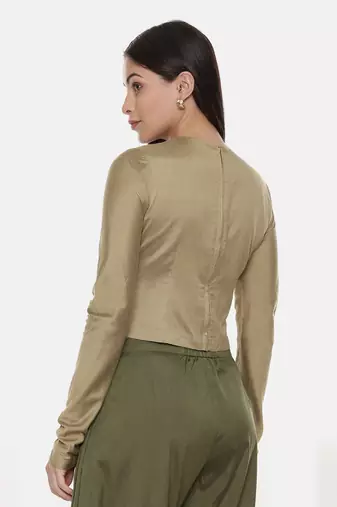 Silk Pintuck Gold Long Blouse
