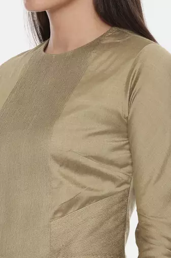 Silk Pintuck Gold Long Blouse