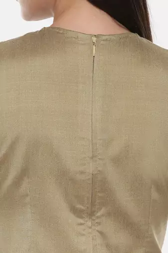 Silk Pintuck Gold Long Blouse