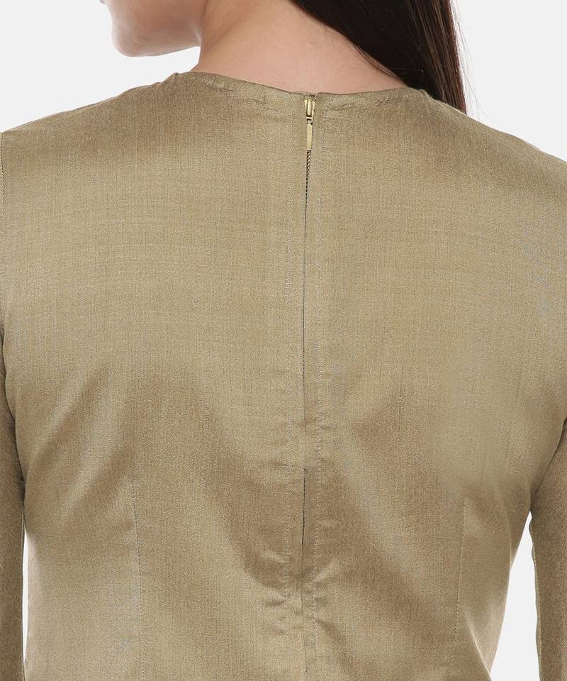 Silk Pintuck Gold Long Blouse