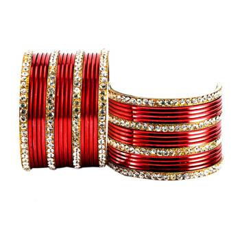 Extra Large Size Brass And Metal Bangle Color Red 1