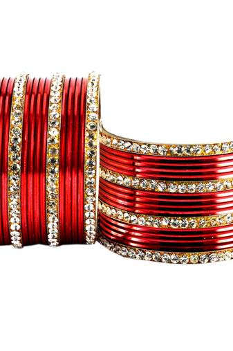 Extra Large Size Brass And Metal Bangle Color Red