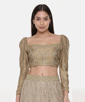 Silk Hand Embroidered Gold Blouse 1