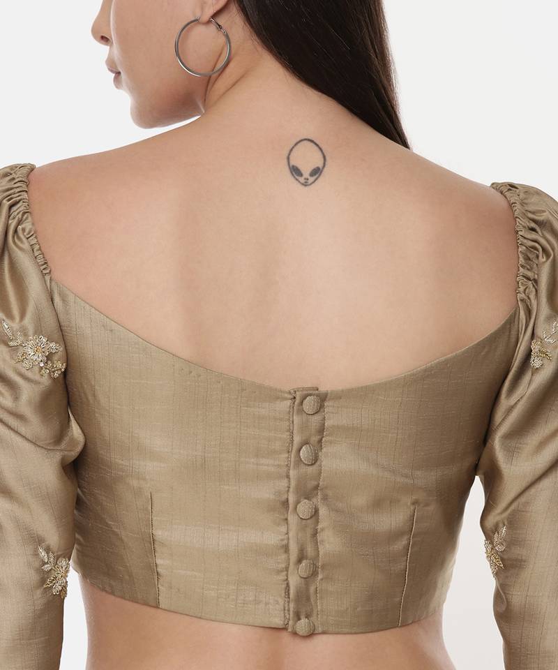 Silk Hand Embroidered Gold Blouse
