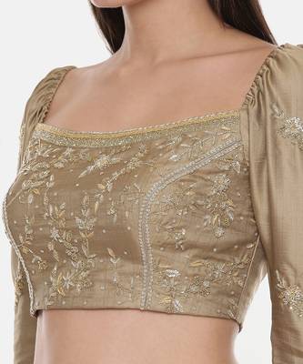 Silk Hand Embroidered Gold Blouse 4
