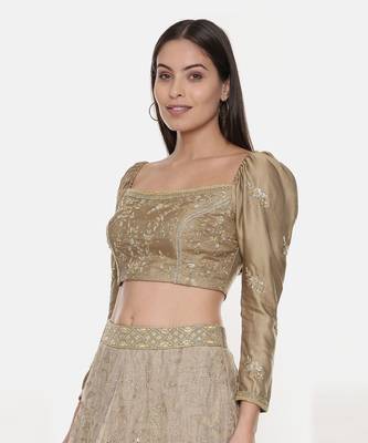 Silk Hand Embroidered Gold Blouse 5