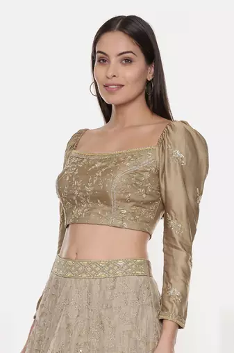 Silk Hand Embroidered Gold Blouse