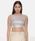 Silk Banares Silver Blue Blouse