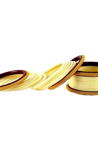 Extra Large Size Brass And Acrylic Bangle Color Cream