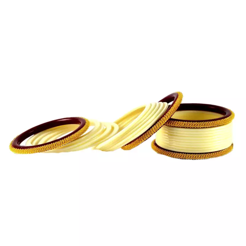 Extra Large Size Brass And Acrylic Bangle Color Cream