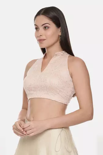 Pink Embroidery Chanderi Blouse