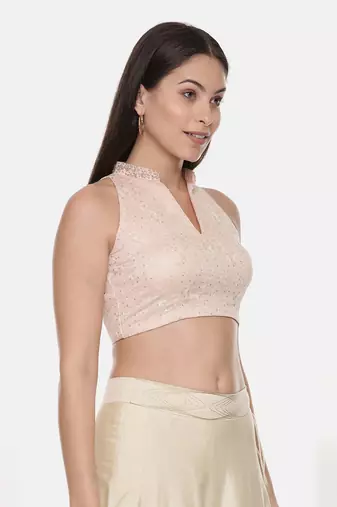Pink Embroidery Chanderi Blouse