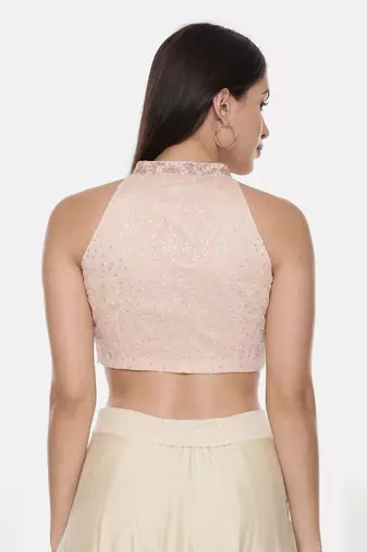 Pink Embroidery Chanderi Blouse