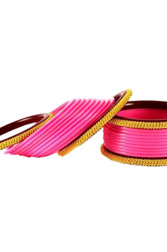 Extra Large Size Brass And Acrylic Bangle Color Pink