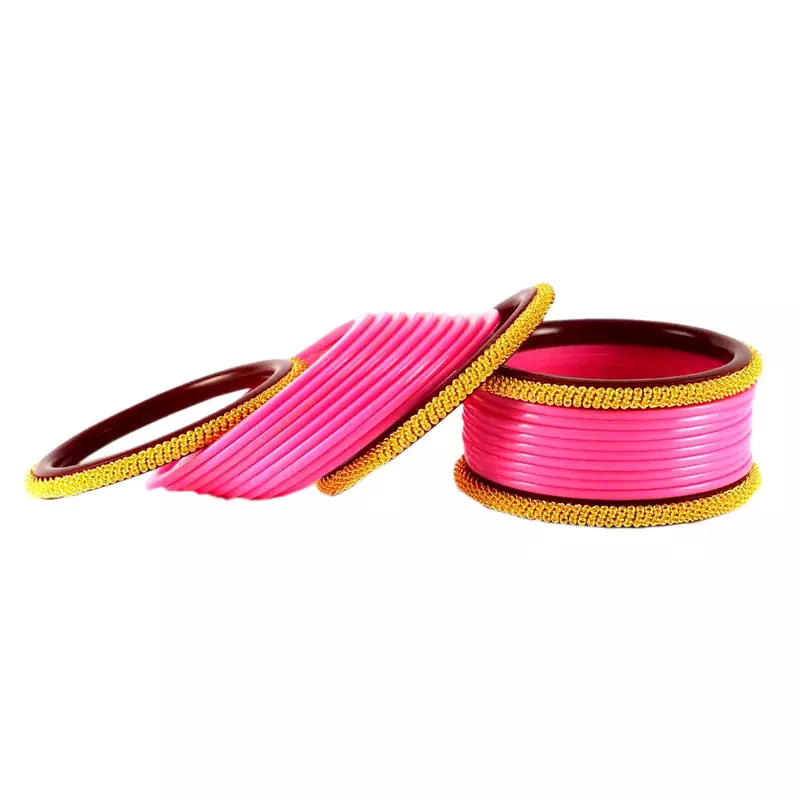 Extra Large Size Brass And Acrylic Bangle Color Pink