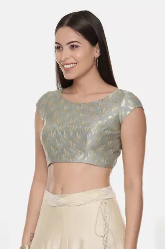 Silk Banares Aqua Blouse