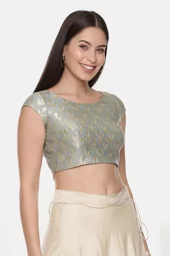Silk Banares Aqua Blouse