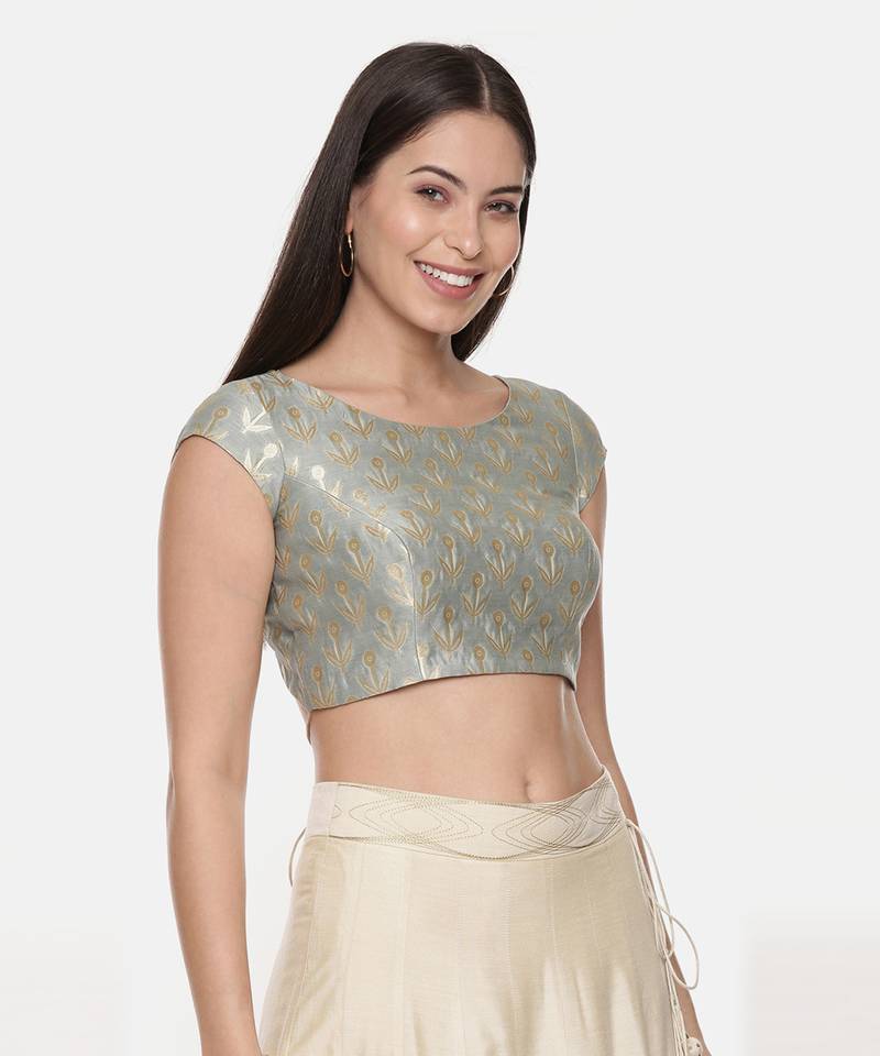 Silk Banares Aqua Blouse