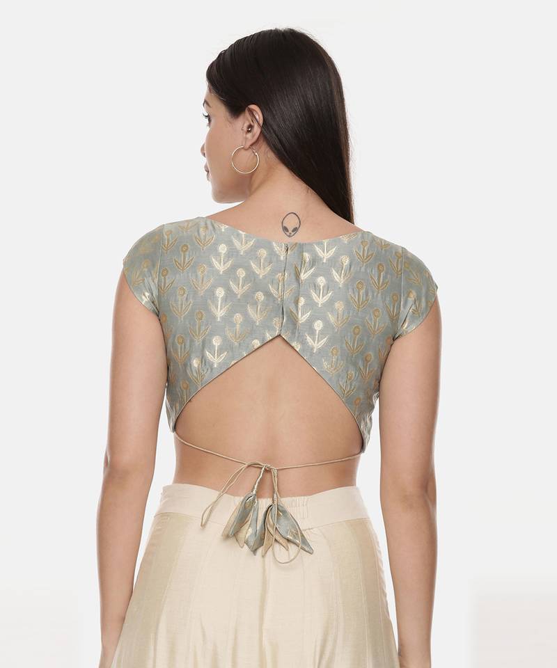 Silk Banares Aqua Blouse