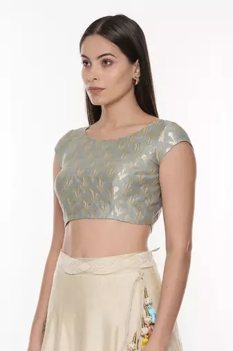 Silk Banares Aqua Blouse