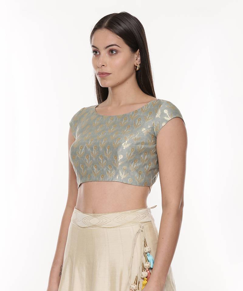 Silk Banares Aqua Blouse