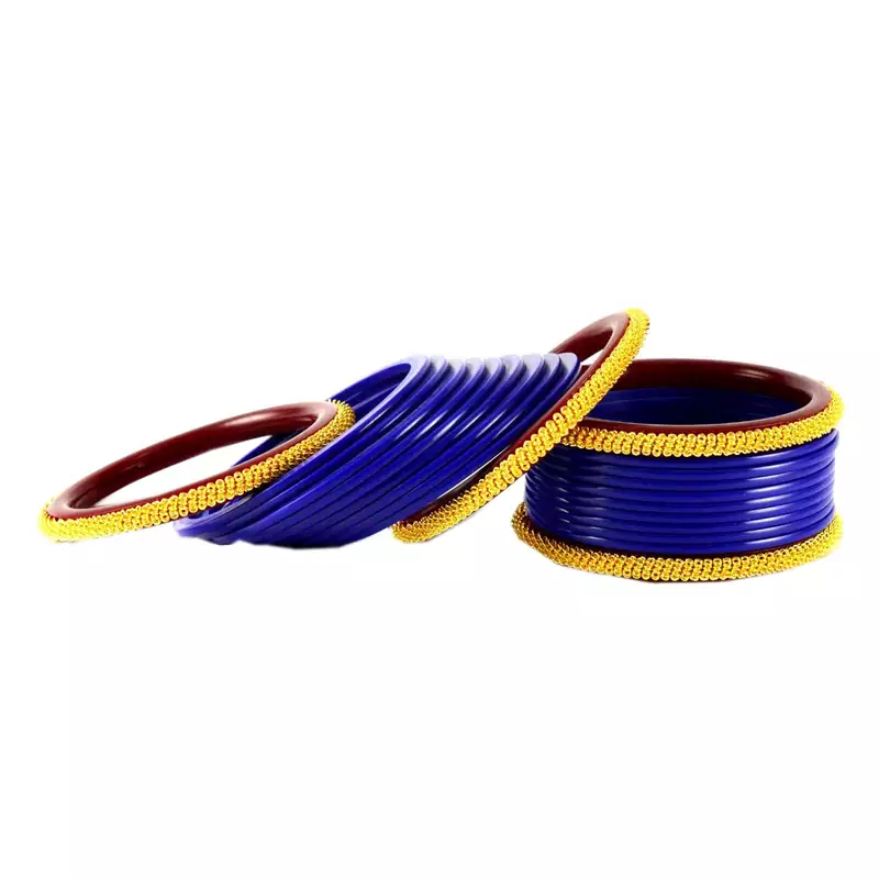 Extra Large Size Brass And Acrylic Bangle Color Blue