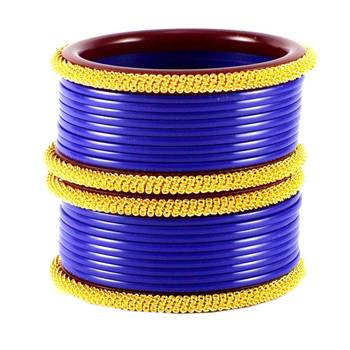 Extra Large Size Brass And Acrylic Bangle Color Blue 2