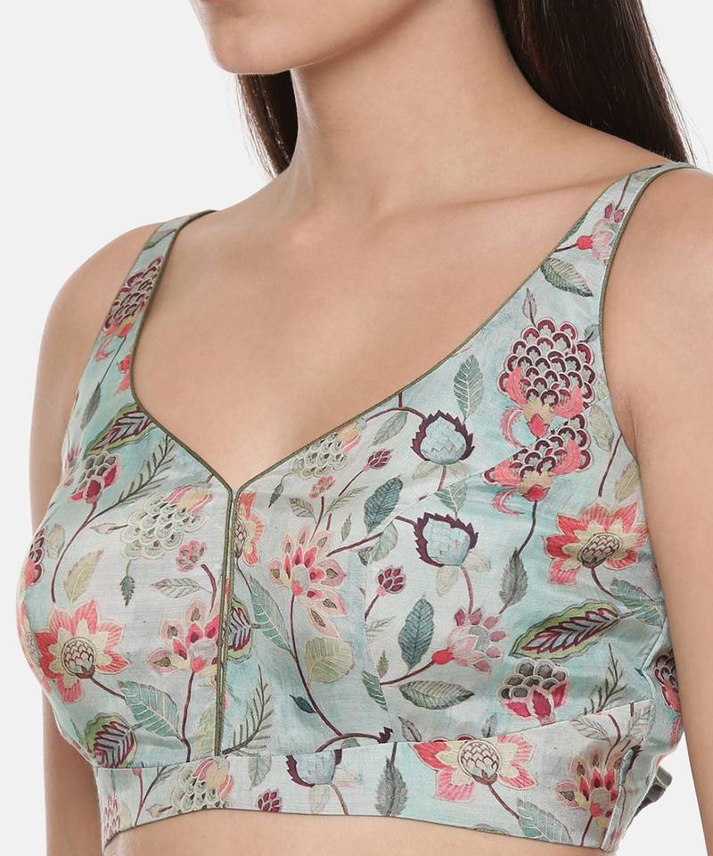 Printed Green Muslin Blouse