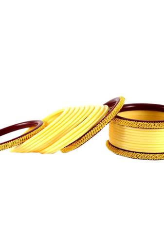 Extra Large Size Brass And Acrylic Bangle Color Yellow