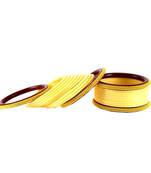 Extra Large Size Brass And Acrylic Bangle Color Yellow