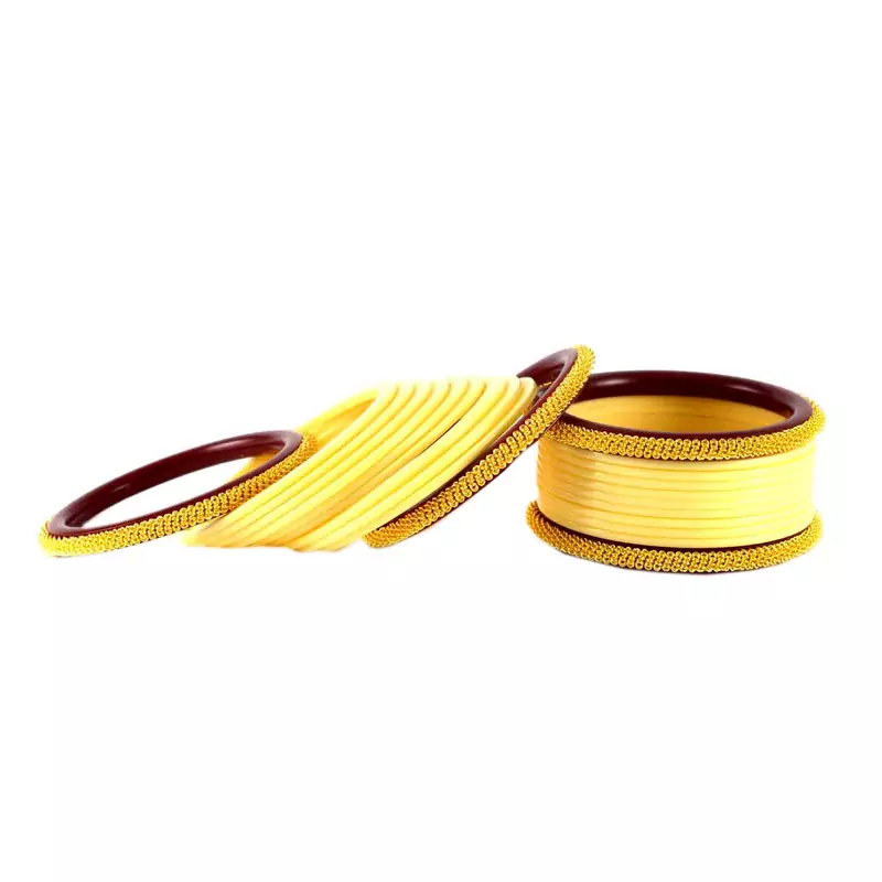 Extra Large Size Brass And Acrylic Bangle Color Yellow