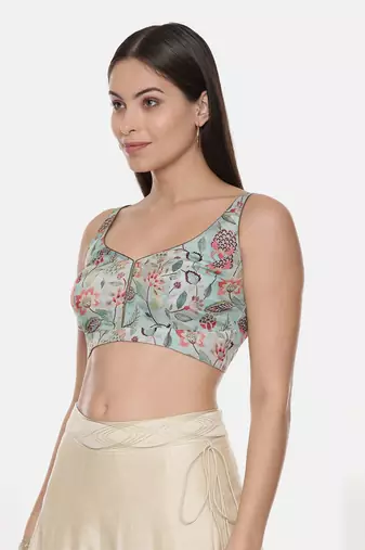 Printed Green Muslin Blouse