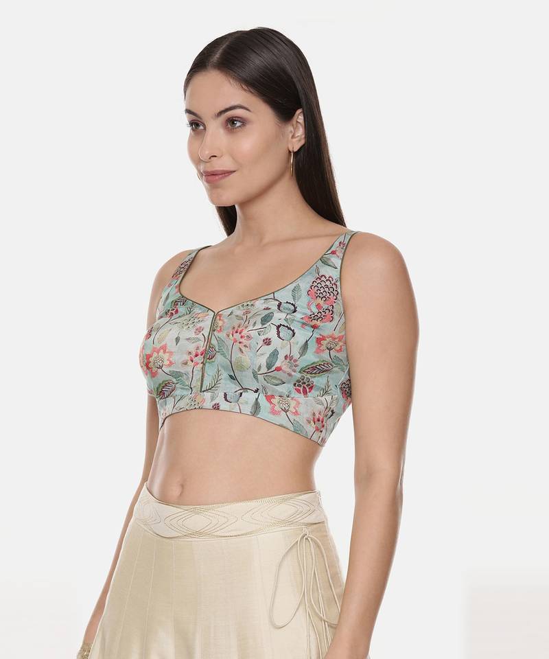 Printed Green Muslin Blouse