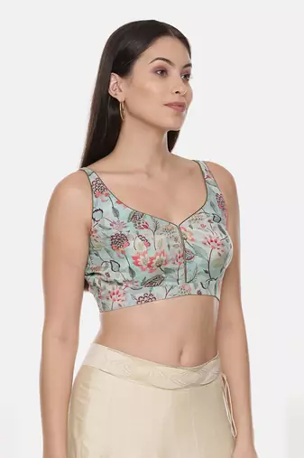 Printed Green Muslin Blouse
