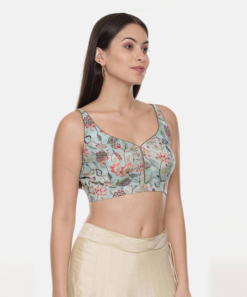 Printed Green Muslin Blouse