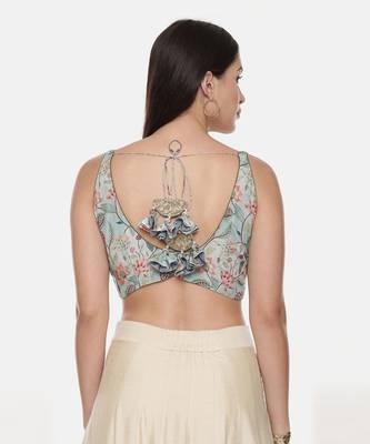 Printed Green Muslin Blouse 6