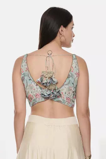 Printed Green Muslin Blouse