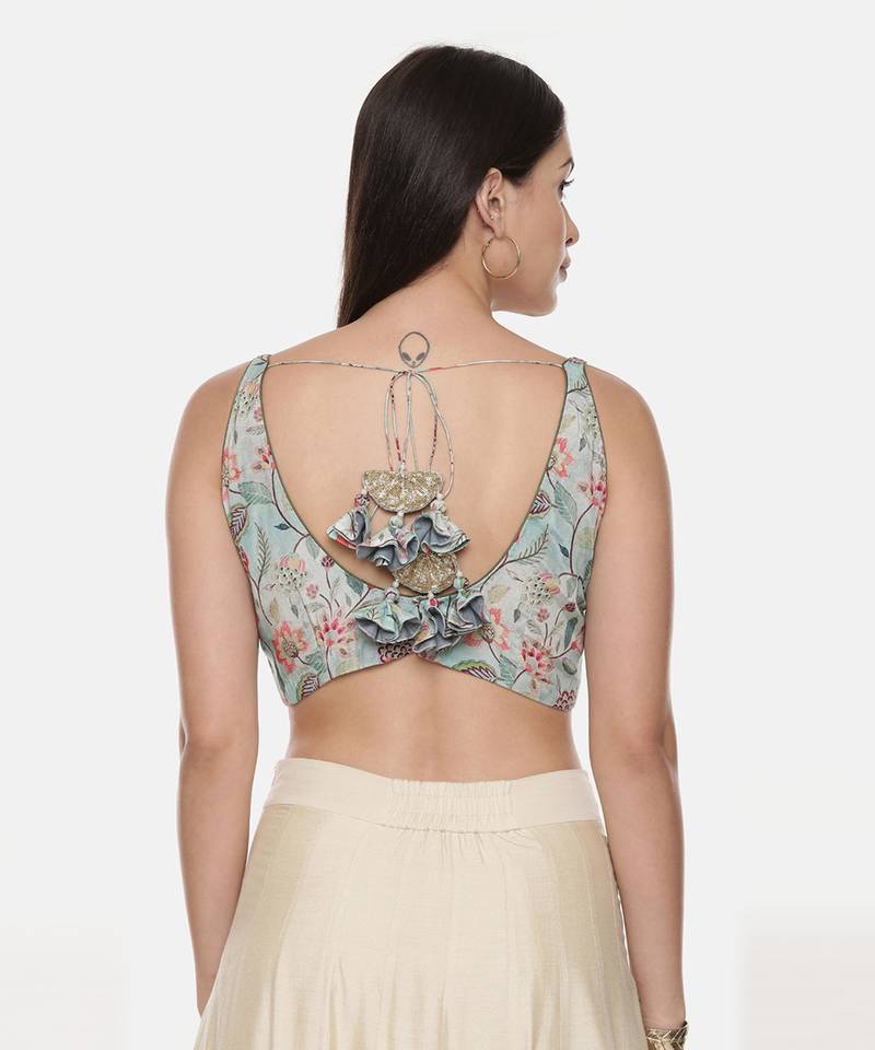 Printed Green Muslin Blouse