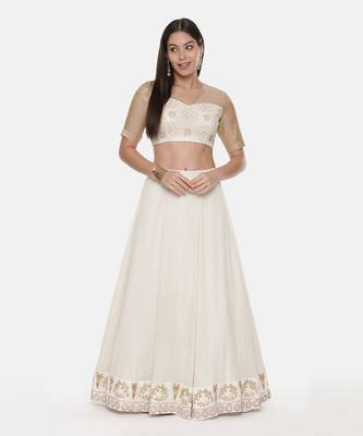 Chanderi Beige Ivory Emb Blouse 2