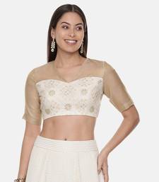 Chanderi Beige Ivory Emb Blouse