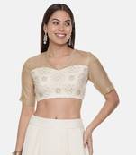 Chanderi Beige Ivory Emb Blouse