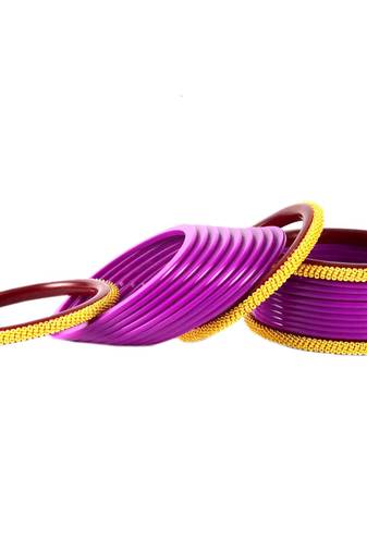 Extra Large Size Brass And Acrylic Bangle Color Purple
