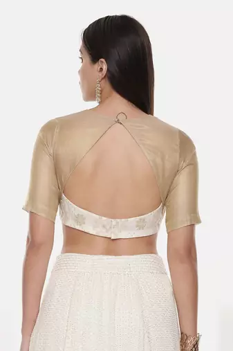 Chanderi Beige Ivory Emb Blouse