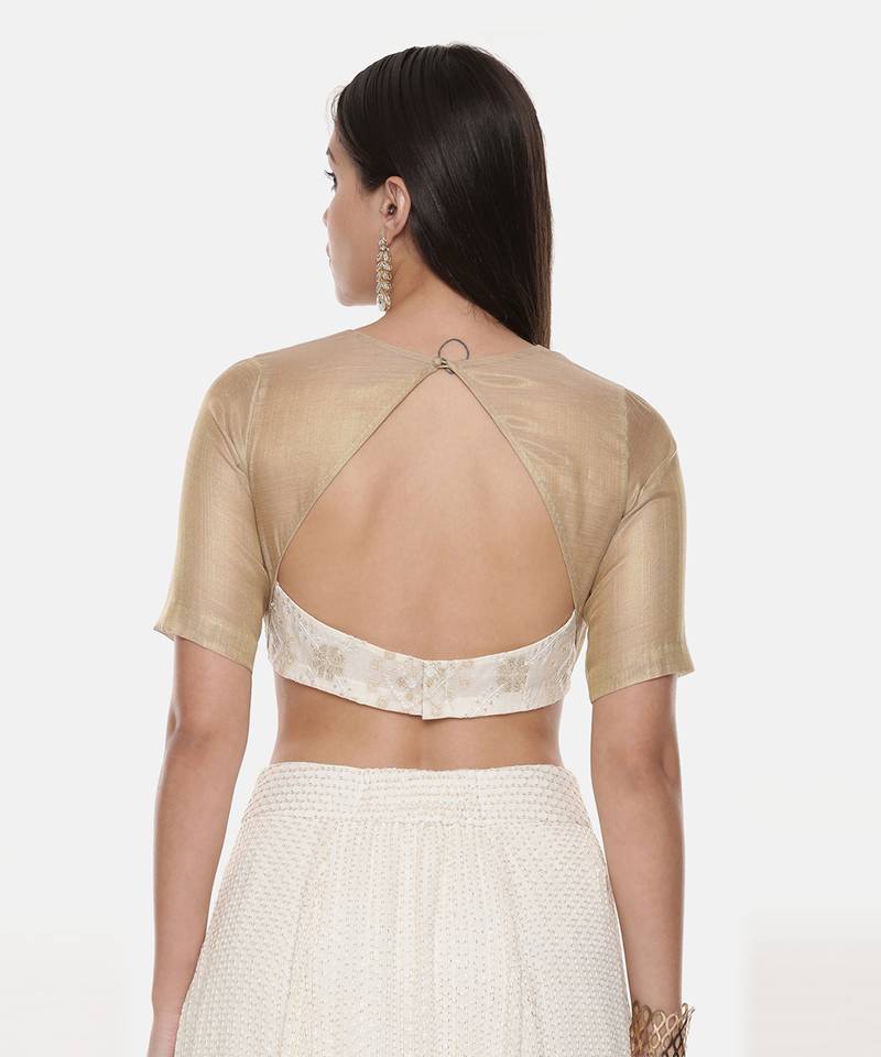 Chanderi Beige Ivory Emb Blouse