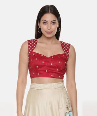 Red Sequin Silk Blouse 1