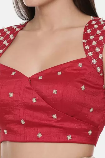Red Sequin Silk Blouse