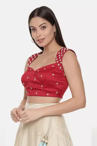 Red Sequin Silk Blouse