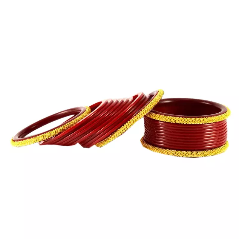 Extra Large Size Brass And Acrylic Bangle Color Maroon